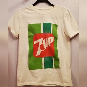 TeeLuv 7-Up Men's Small White Cotton T-shirt